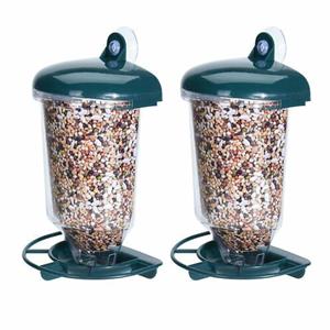 Pro Garden 2x Stuks vogel raam voedersilo met zuignap 15 x 10 x 19 cm -
