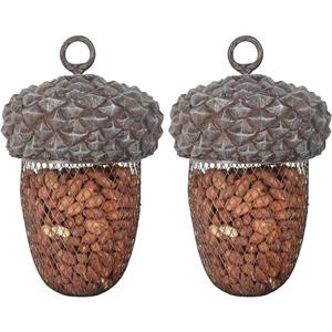Merkloos 2x Vogel voedersilos eikels aan hanger 22 cm -