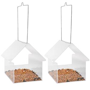 Esschert Design Vogelvoederhuisje - 2x - transparant - 15 cm - Vogelvoederhuisje - Vogelvoer - Vogel -