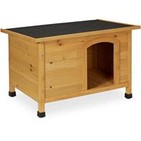 RELAXDAYS Hundehütte, HxBxT: 58 x 86 x 58 cm, wetterfestes Hundehaus, Holz, Dachpappe, Hundevilla outdoor, natur/schwarz