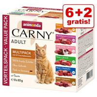 8x85g Gevogelte Mix (3 Smaken) animonda Carny Kattenvoer Maaltijdzakjes
