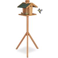 RELAXDAYS Vogelfutterhaus mit Ständer, Silo, wetterfestes Dach, Garten, Holz Vogelhaus HBT: 137 x 68 x 55 cm, natur/grün - 