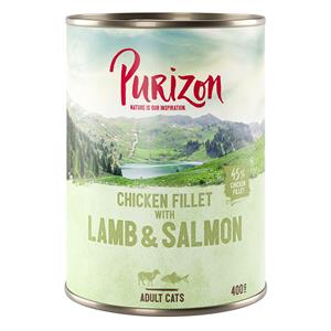 Purizon Adult 6 x 400 g Graanvrij Kattenvoer - Kipfilet met Zalm & Lam