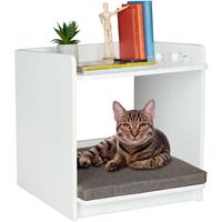 RELAXDAYS Beistelltisch mit Haustierbett, Katzen & kleine Hunde, HxBxT: 54,5 x 50 x 54 cm, Tierbett mit Kissen, weiß - 