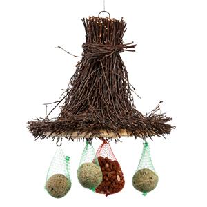 Esschert Design Vogel voederhanger met dak van berkentwijgen 30 cm -