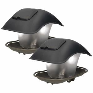 Pro Garden Vogelvoederhuisje - 2x - grijs - kunststof - 25 cm - vogelvoederplek - voedersilo -
