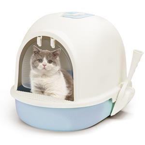 Nobleza Kattenbak met schepje - Gesloten - Maat L - 63x46x42 cm - Lichtblauw