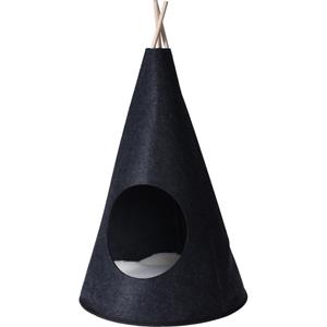 Merkloos Zwarte katten/poezen tipitent/kattenmand 40x70 cm -