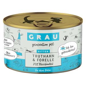 6x200g Kitten Kalkoen/Forel Bliksmulpotjes Grau Kattenvoer