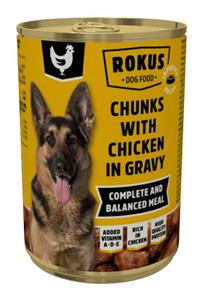 Rokus Hondenvoer Blik Stukjes Kip in Jus 415 gr
