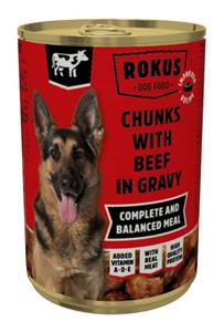 Rokus Hondenvoer Blik Stukjes Rund in Jus 415 gr