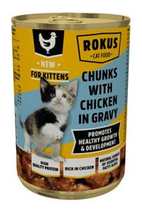 Rokus Kattenvoer Blik Kitten Kipbrokjes in Jus 415 gr