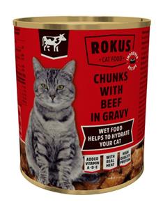 Rokus Kattenvoer Blik Stukjes Rund in Jus 810 gr