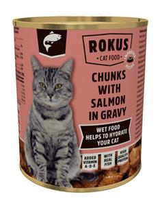 Rokus Kattenvoer Blik Stukjes Zalm in Jus 810 gr