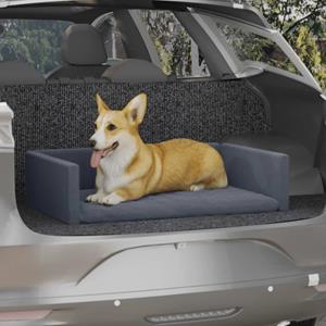 vidaXL Kofferraum-Hundebett Grau 70x45 cm Leinenoptik 
