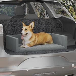 vidaXL Kofferraum-Hundebett Hellgrau 70x45 cm Leinenoptik 