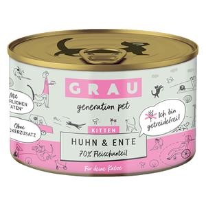 Grau 6x200g Kitten Kip/Eend Bliksmulpotjes  Kattenvoer