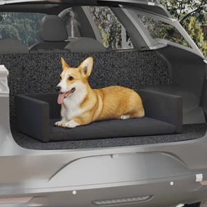 vidaXL Kofferraum-Hundebett Schwarz 70x45 cm Leinenoptik 