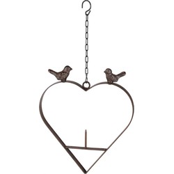Decopatent Vogelvoerstation voor Appels - Vogelvoederhanger Hartvorm met 2 Vogels - Gietijzer - Hangende Vogel Appel hanger