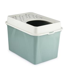Rotho eco berty kattenbak met boveningang groen/zand