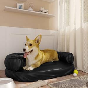vidaXL Hundebett Ergonomisch Schaumstoff Schwarz 75x53 cm Kunstleder 