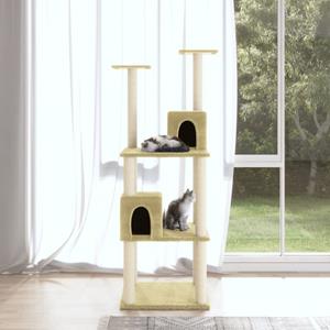 VidaXL Kattenmeubel met sisal krabpalen 141 cm crèmekleurig