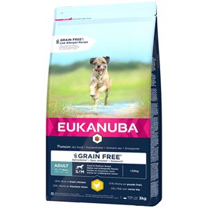 Eukanuba 3kg  Grain Free Adult Small / Medium Breed Kip Hondenvoer droog