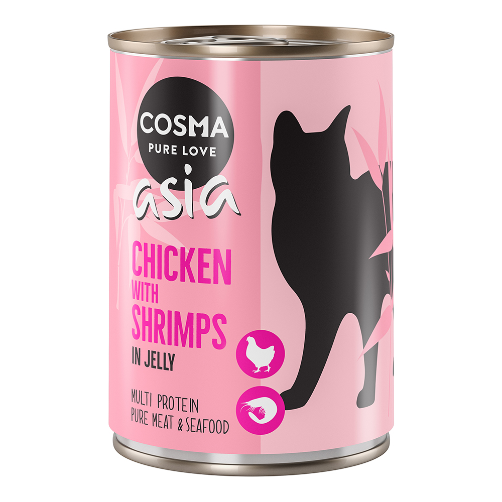 12x400g Kip met Garnalen in Gelei Cosma Asia Kattenvoer nat