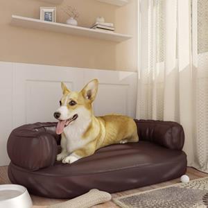 vidaxl Hondenmand met ergonomisch schuim 88x65 cm kunstleer bruin