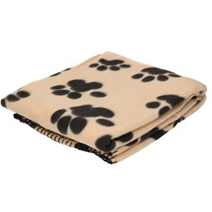 Arte r Fleece deken voor huisdieren met pootafdrukken print 125 x 157 cm beige/zwart -