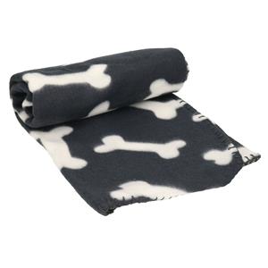 Excellent Houseware Fleece huisdieren deken voor honden 100 x 70 cm zwart -