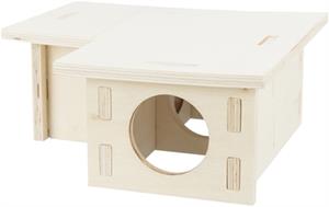 TRIXIE knaagdierhuis 3 kamers onbehandeld hout naturel 25X25X10 CM