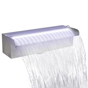 vidaXL Pool-Wasserfall Fontäne mit LEDs Rechteckig Edelstahl 30 cm 