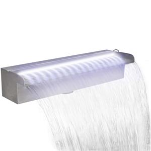 Zwembadwaterval Met LED's Rechthoekig 45 Cm Roestvrij Staal