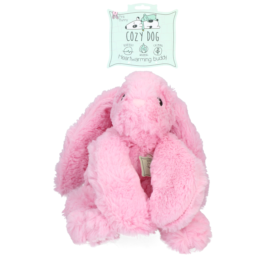 Cozy Dog Zacht knuffel konijn met hartslag voor dieren Roze