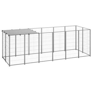 VidaXL Hondenkennel 330x110x110 cm staal zilverkleurig