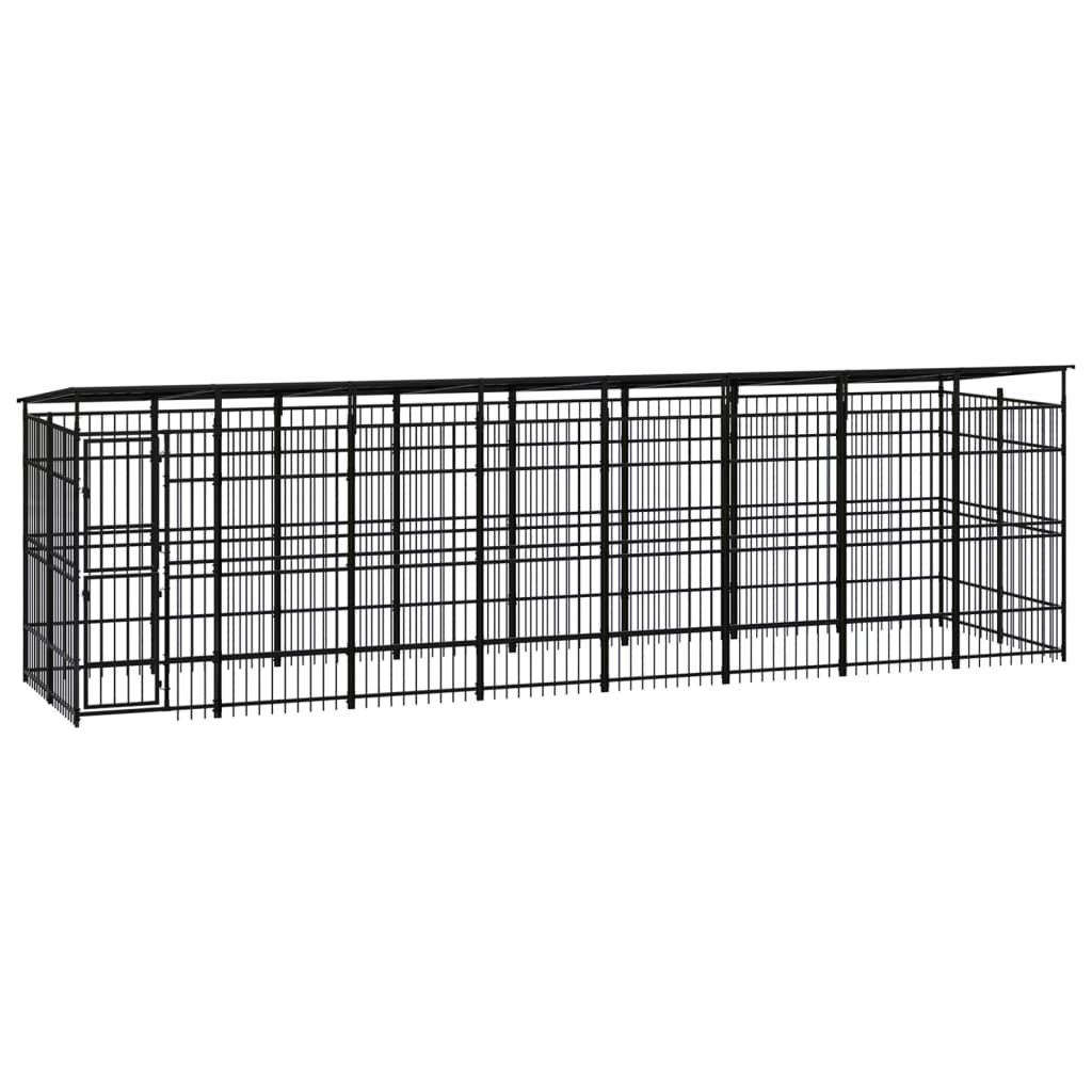 vidaXL Hondenkennel met dak 14,75 m² staal