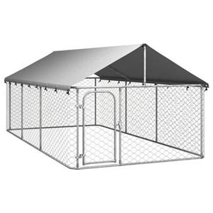 VidaXL Hondenkennel voor buiten met dak 400x200x150 cm