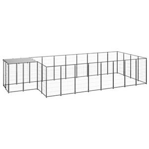 vidaXL Hondenkennel 10,89 m² staal zwart