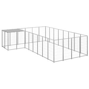 vidaXL Hondenkennel 10,89 m² staal zilverkleurig