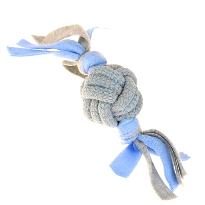 Little Rascals touwbal tugger met fleece blauw