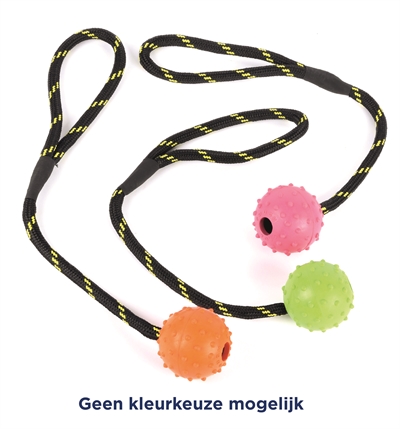 HAPPY PET tough toys rubber bal aan werptouw LARGE 22X6X6 CM