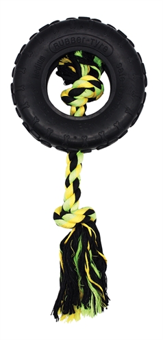 HAPPY PET Grrrelli tyre tugger zwart / groen 36X14X4 CM