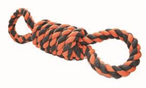 vandermeer HAPPY PET NUTS FOR KNOTS EXTREME SPOEL 8 VORM TUGGER GRIJS / ORANJE 55X11X11 CM