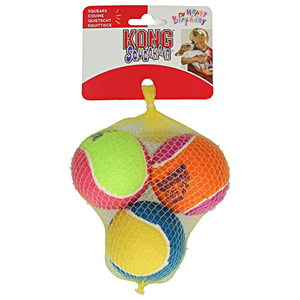 Kong Birthday Tennisballen - Hondenspeelgoed - Geel Groen Oranje Medium