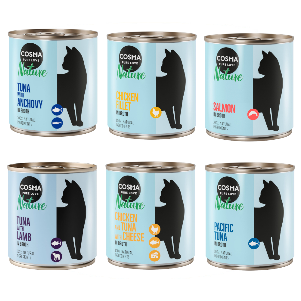 24x280g Mix 2 (6 Smaken) Cosma Nature Kattenvoer