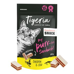 Tigeria Sandwich Snack kip & kabeljauw 100 g - Kip & kabeljauw 100 g