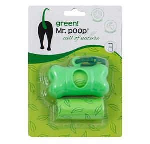Mr POOP! Mr. Poop! GREEN! Houder + 2 Rolletjes Groen
