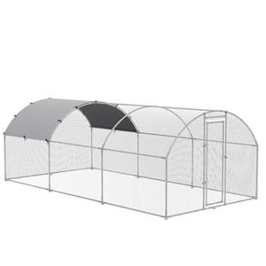 PawHut Hühnerstall Haustierkäfig XXL 280x570 x197 m Outdoor Geflügelstall für Hühnerkäfig mit Schatten Dach Schloss für 12-18 Hühner Ente Zink Stahl