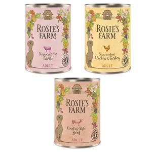 Voordeelpakket Rosie's Farm Adult 24 x 400 g Hondenvoer - No. 1 Mix (Kip, Rund, Lam)
